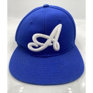 Black White Mens Hat Atlanta Braves Cap Blue Embroidered Script Logo SnapBack